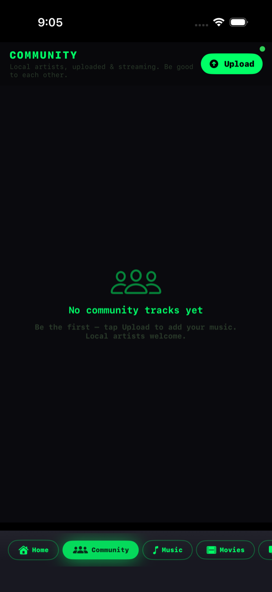 Homeplate community — local artists upload and stream